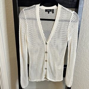 Theory Women's Cream Open-Knit Cardigan